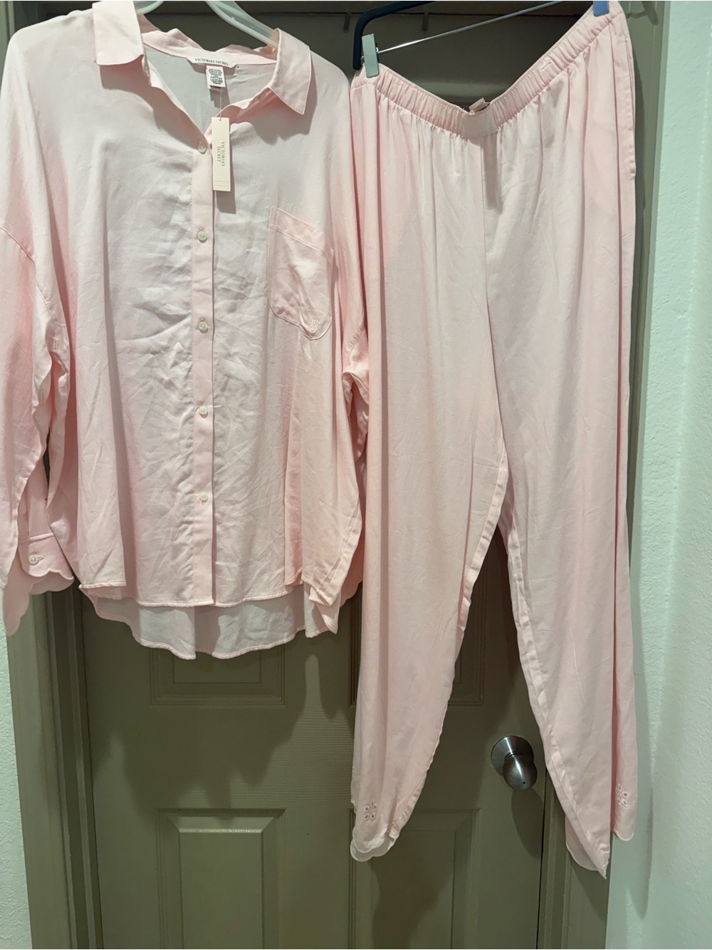 Victoria's Secret Pale Pink Button-Front Pajama Set